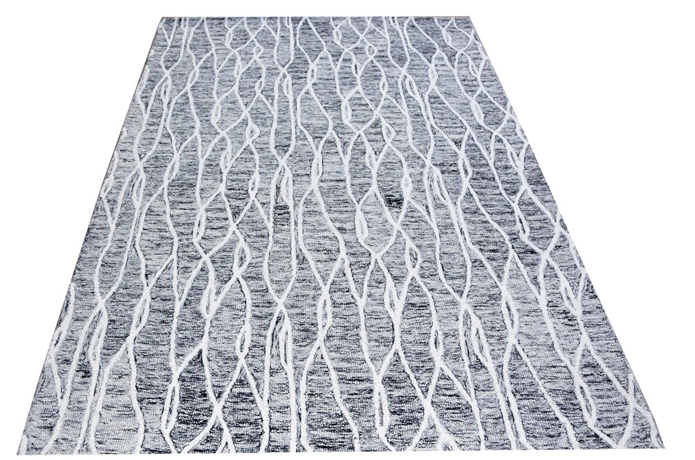 Loop 300 Grey Modern Wool Rug - Ghadamian Rugs